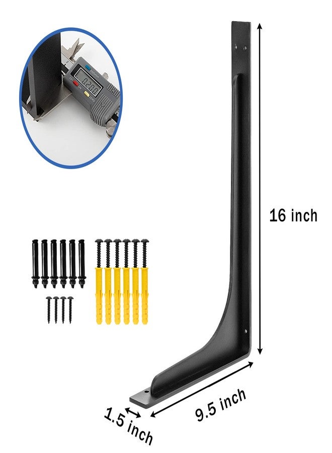 Picesa 16inch x 9.5inch shelf brackets,L Shelf Bracket, die-cast formation，vertical Angle, premium alloy metal heavy-duty shelf bracket, high strength Mounting Hardware Included, Corner Brace Joint,pack of 4 - Image 2